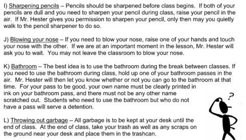 Hester classroom rules